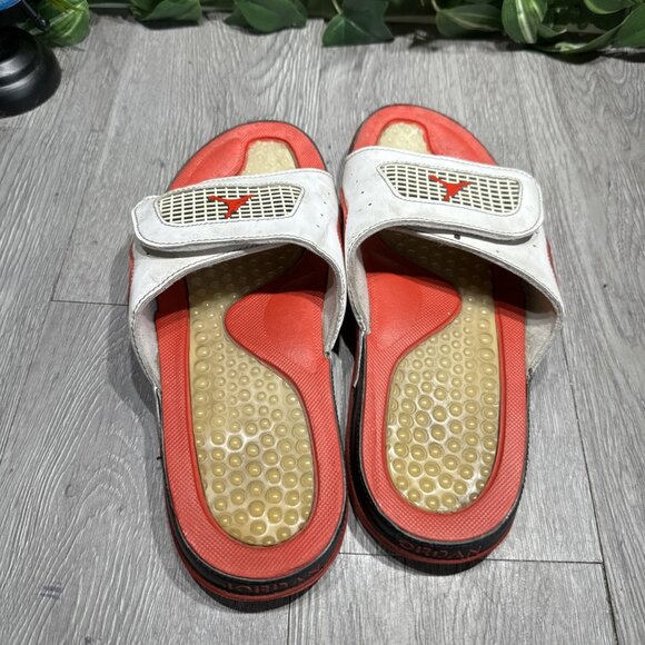 Jordan Hydro 4 Retro White Fire Red Slides Sandals Men’s Size 9 main image 6